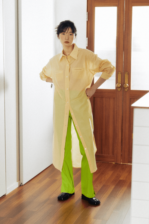 Yellow store shirt dress