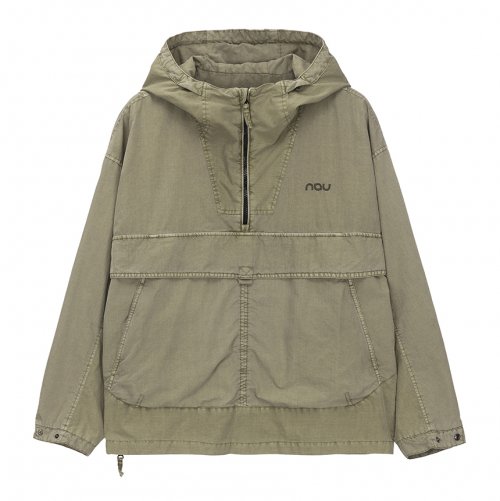 Анорак худи Garment Dye с ребристым воротником Dark Beige