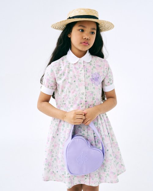 마르디 메크르디 레쁘띠(MARDI MERCREDI LESPETITS) KIDS COTTON SHIRT DRESS HALF SLEEVE FLORAL_IVORY LAVENDER - 115,200 | 무신사... 
