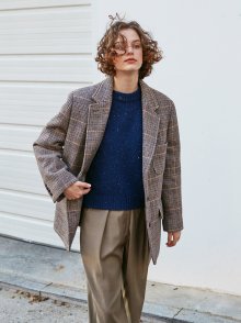 WOOL GLEN CHECK JACKET_BROWN