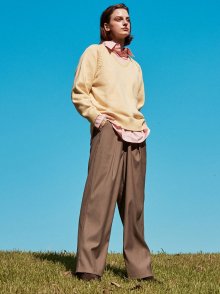 TWO TUCK WIDE PANTS_KHAKI BEIGE