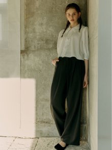 WIDE TUCK PANTS_KHAKI BROWN