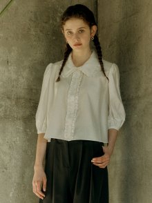 FRILL CROP BLOUSE_IVORY