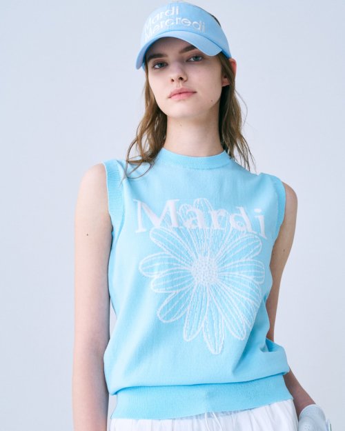 마르디 메크르디 악티프(MARDI MERCREDI ACTIF) MARDI FLOWER SLEEVELESS KNIT TOP_SKY IVORY - 사이즈 & 후기 | 무신사