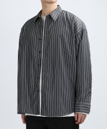 Hype Stripe Overfit Shirts (Black)