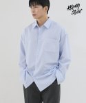드로우핏(DRAW FIT) [드로우핏X깡스타일리스트] 코지드 스트라이프 셔츠 [SKY BLUE]