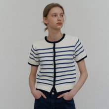 Stripe marine half cardigan