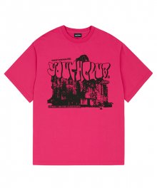 유스클럽 그래픽 오버핏 티셔츠 - PINK