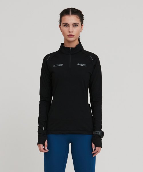 WOMENS PACER HALF-ZIP T SHIRTS_BLACK