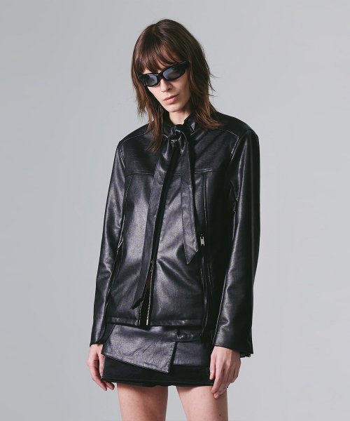 MUSINSA | NACHE TIE RIDER JACKET (BLACK)