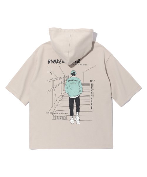 벙커버스터(BUNKERBUSTER) 스트릿 보이 반팔 후디 LIGHT BEIGE (MN2TU245-004) - 59,900 | 무신사 스토어