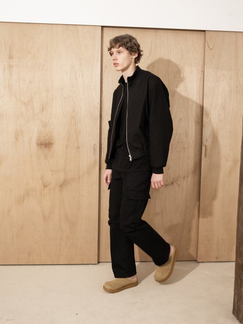 Хлопковый бомбер-хенли в елочку (Black)