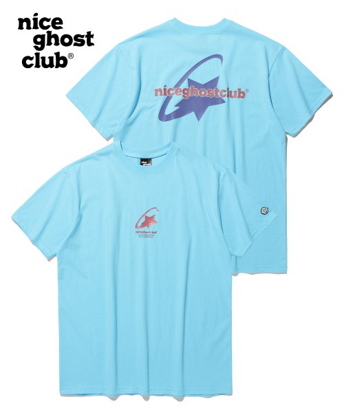 MUSINSA | NICE GHOST CLUB Shooting Star Logo T-Shirt_Light Blue 