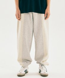 WIDE FIT SMALL 2 TONE ARCH COLOR BLOCK SWEAT PANTS GRAY