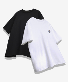 [COOL COTTON] 2PACK EMBROIDERY DAN TEE WHITE / BLACK