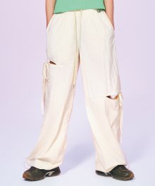 CUT OUT STRING TRACK PANTS IVORY