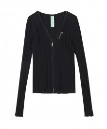 RIBBED CUT OUT CARDIGAN BLACK