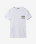 미우미우(MIU MIU) 엠브로이더드 코튼 티셔츠 - 화이트:크리스털 / MJN38312IOF0QMM