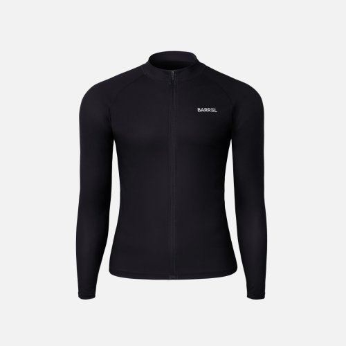 MEN essential STANDARD FIT ZIP UP RASHGUARD BLACK