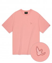 와펜 반팔 티셔츠 라이트 핑크