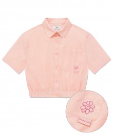WM`S 플로리 크롭 반팔 셔츠 핑크