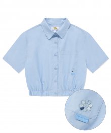 WM`S 플로리 크롭 반팔 셔츠 스카이 블루