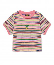 WM`S 스트라이프 반팔 티셔츠 핑크