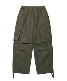 PLEATED CARGO PANTS / OLIVE