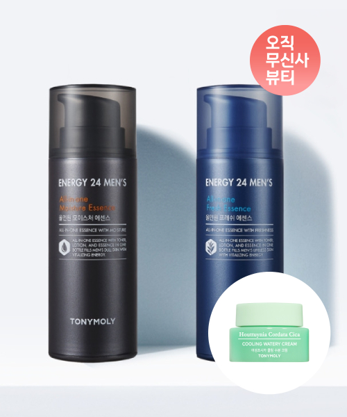 토니모리(tonymoly) 에너지24맨즈 올인원 에센스 120ml(모이스처/프레쉬)(+어성초 시카 쿨링 수분크림 8ml)