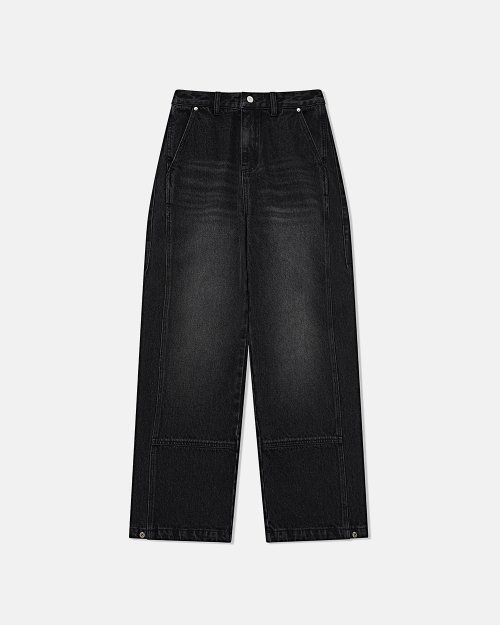 MUSINSA | KARACTOR Modular cut denim pants / Washed black