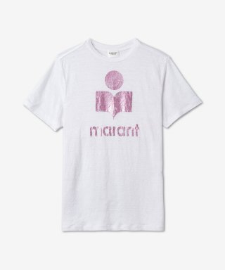 이자벨마랑(ISABEL MARANT) 즈웰 로고 반팔 티셔츠 - 화이트:핑크 / TS0001FAA1N10EPKWH