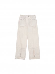 SLIT CARGO COTTON PANTS IN IVORY