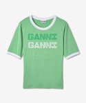 가니(GANNI) 여성 스트레치 로고 핏 반소매 티셔츠 - 피포드 / T3352484
