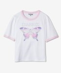 가니(GANNI) 여성 버터플라이 프린트 반소매 티셔츠 - 화이트 / T3353151
