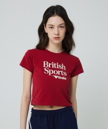 W BRITISH GRAPHIC T-SHIRTS [BURGUNDY]