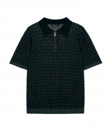 SQUARE PATTERN HALF KNIT BLACK