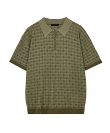 SQUARE PATTERN HALF KNIT GREEN