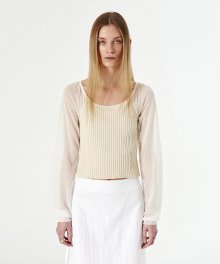 GLITTERING SLEEVES KNIT TOP (ivory)