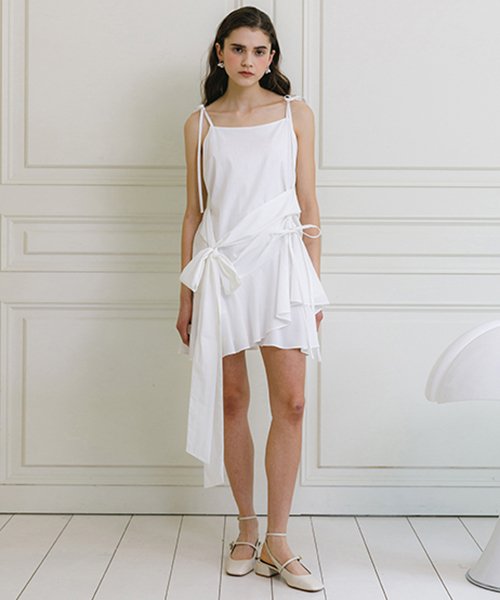 MUSINSA公式 | REMANTIST Big Ribbon Multi Dress (White)