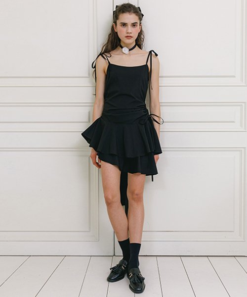 MUSINSA公式 | REMANTIST Big Ribbon Multi Dress (Black)