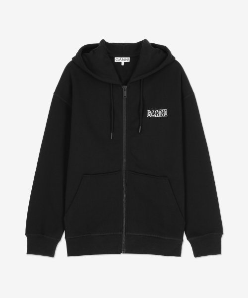 MUSINSA公式 | GANNI Oversize Software Zip-Up Hoodie - Black / T3232099