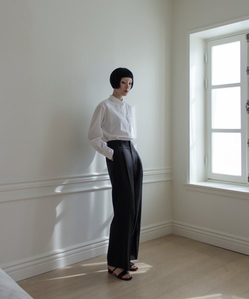 Classic Wide Wool Pants( CARBON GREY)