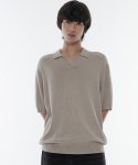 Cool Touch Slit Neck Knitted Polo Shirt [Mushroom]