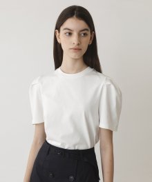 A SOLID PUFF SLEEVE T_IVORY