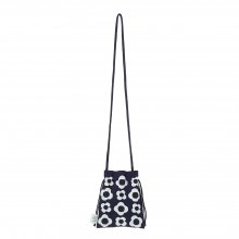 FLOWER KNIT POUCH BAG NAVY