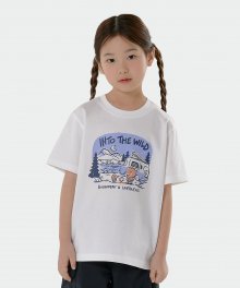 S23MKFTS86 [스노우피크 X 라인프렌즈] 키즈 캠핑 반팔 티셔츠 Off White