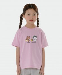 S23MKFTS87 [스노우피크 X 라인프렌즈] 키즈 피크닉 반팔 티셔츠 Light Pink
