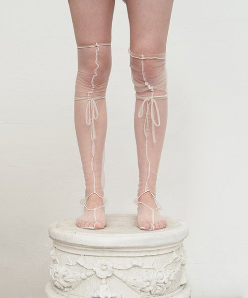 MUSINSA | KIRSH Collection Lace-up See-through Socks [Ivory]