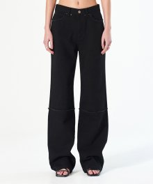 GRUNGE CUTTING DENIM PANTS (black)