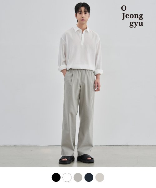드로우핏(Draw Fit) [오정규X드로우핏] 린넨 원턱 와이드 밴딩 팬츠 [5Colors] - 39,600 | 무신사